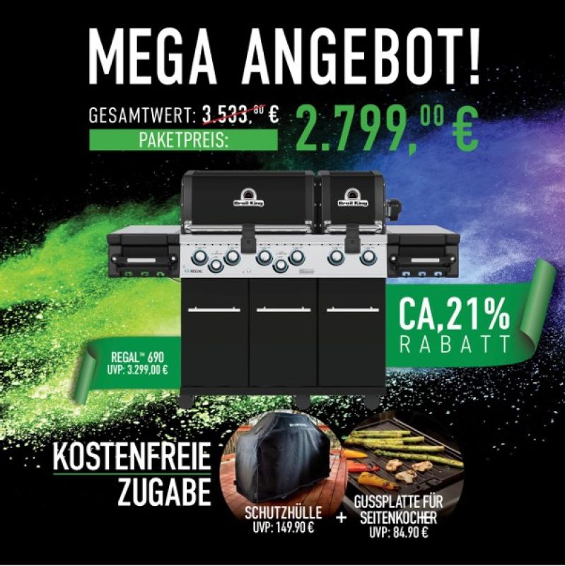 BroilKing Regal 690 Bundle inkl. Abdeckhaube und Gussplatte
