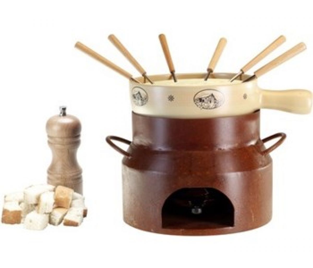 Käsefondue-Set, "Milchbotte", 9 teilig, rost