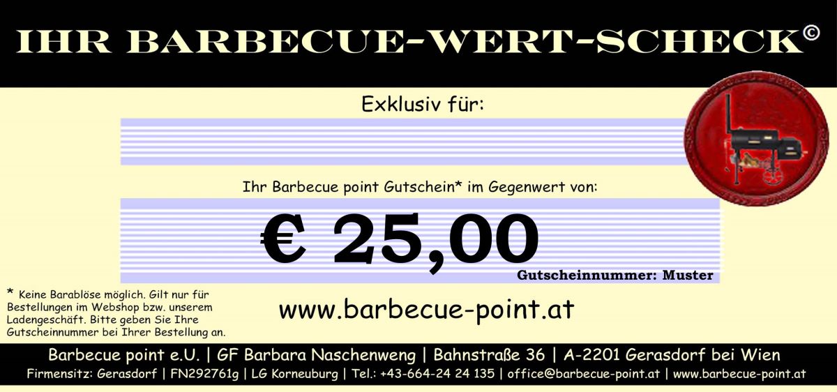 Barbecue-Wertscheck EUR 25,-