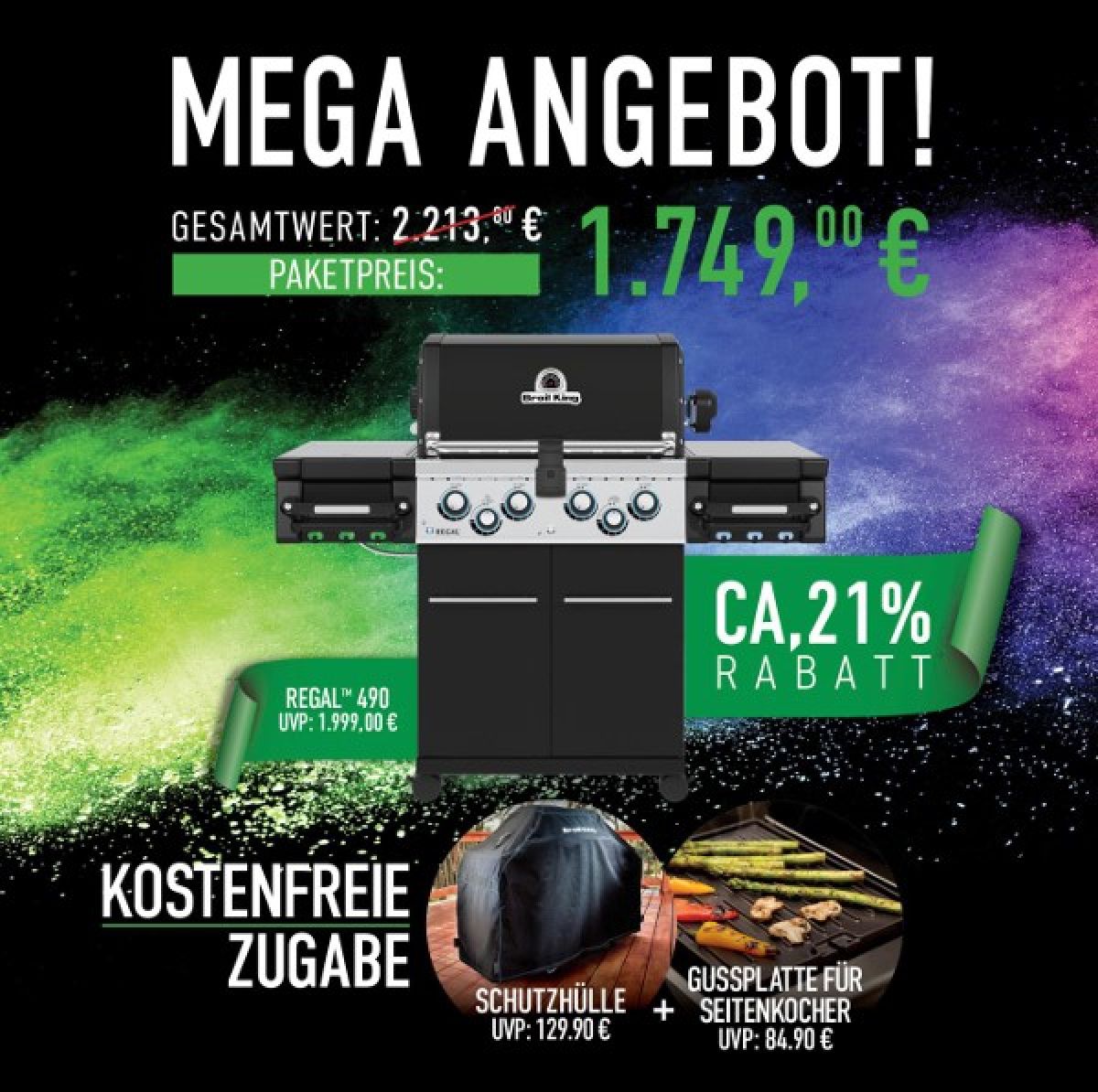 BroilKing Regal 490 Bundle inkl. Abdeckhaube und Gussplatte