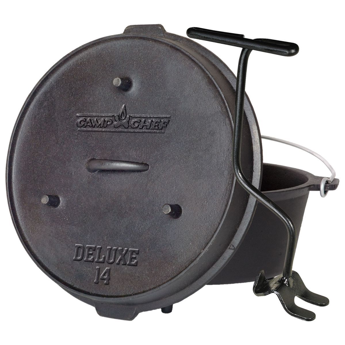 Dutch-Oven 14" deluxe, 8,0 qt. (Topf Volumen 8,7 l + 2,65 l Deckel Volumen), Seasoned