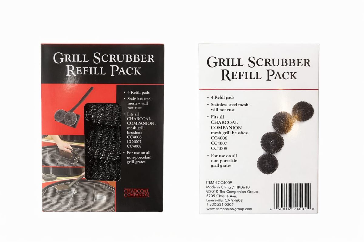 Grill Scrubber Ersatzpads aus Edelstahl – 4er Refill Pack