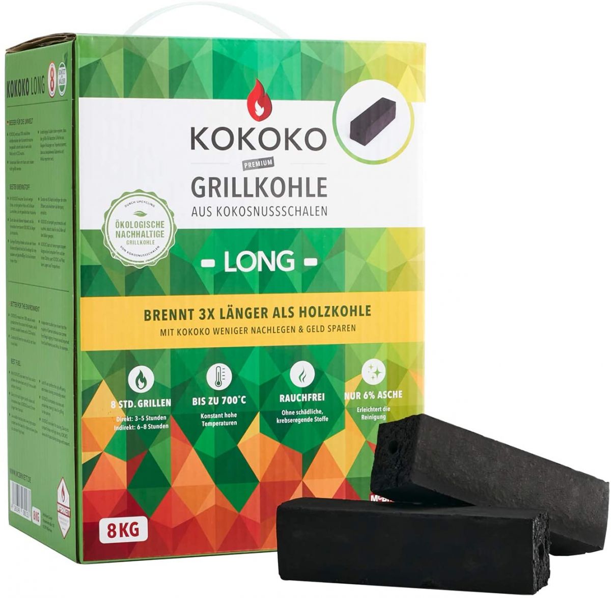 Kokoskohle m. Loch (Stangen), 8kg