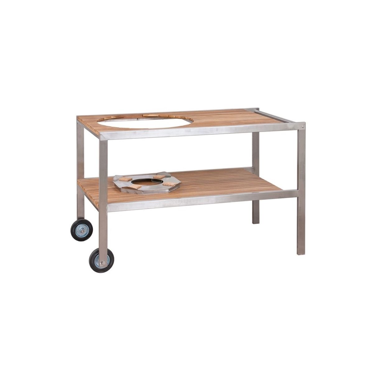 MONOLITH CLASSIC - Tisch  aus Edelstahl & Teak