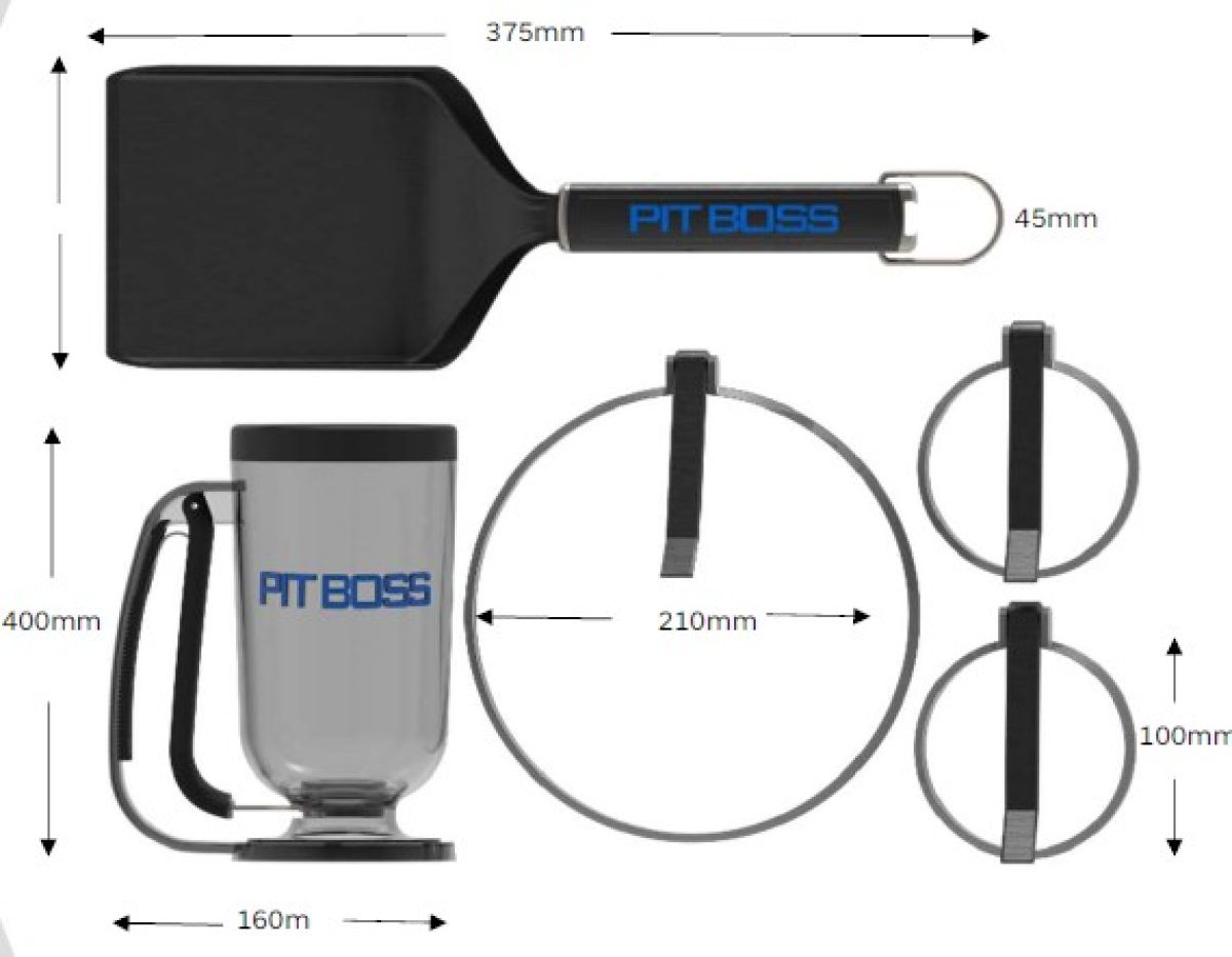 Pit Boss Ultimate Crêpe-Kit - Schaufelwender, Teigspender, Omelett- u. Eier-Ring